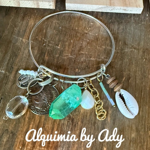 Alquimia by Ady Charm Bracelet big green raw quartz - Picture 1 of 5